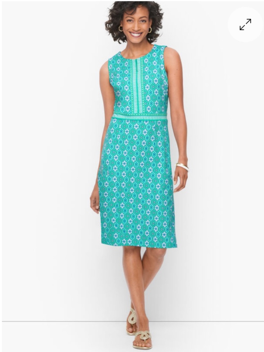 NEW Talbots Effortless Jersey Sheath Dress - Tiny Medallions Size M